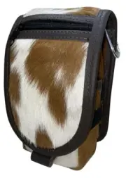 CELL PHONE/ ACCESSORY CASE Brown & White Hair-On Cowhide 4" x 7" Folded
