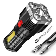 1200000LM Super Bright Torch Led Flashlight USB Rechargeable Tactical Side Lamp