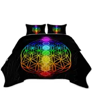 Colorful Hinduism Symbols Coverlet