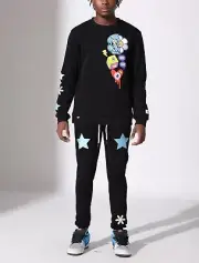 Hey Loop Embroidery Print Drawstring Sweatsuit By Fifth Loop