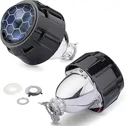 YUFANYA 2.5 Inch Honeycomb Bixenon Projector Lens with Black Shrouds Fit for H1 H4 H7 Car Motorcycle Retrofit