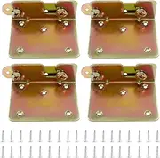 Hordion 4 Sets Bed Brackets Bed Rail Fittings, Heavy Duty Bed Frame Hooks Non-Mortise Bed Hardware Parts with Screws for Headboard Footboard Replacement(3.4 Inch/88mm)