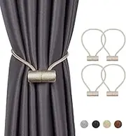 4Pcs Strong Magnetic Curtain Tiebacks Outdoor Elegant Decorative Tie Backs Modern Rope Tiebacks for Drapes Strong Magnet Curtain Holdbacks (Cream Yellow)