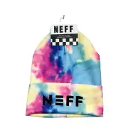 NEFF Pastel Tie Dye & Black with White Print Cuffed Knit Men's Beanies OSFM