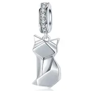 Solid 925 Sterling Silver Origami Cat Pandora Inspired Charm