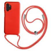 Galaxy A13 4G Lanyard Case Semi-rigid 80cm Red