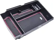 GUERBEIS Car Center Console Armrest Storage Organizer Box,Fit For CRV CR-V, 2023-2024 Tray Black With Red Rubber Pads Vehicle Console storage box unit