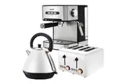 Pronti Toaster, Kettle & Coffee Machine Breakfast Set - White