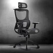 Furb Ergonomic Office Chair with Breathable Mesh, Adjustable Headrest High Back Computer Desk Office Chair for Home Office, Gaming, and Study Black