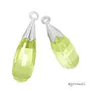 CZ In Sterling Silver Pendant Earring Charm Bead Peridot (Sold by Piece) #98060