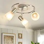 Depuley Modern Ceiling Spotlight, 3 Lights Track Lighting Kit, Directional Track Lighting Fixtures for Office, Bedroom, Picture Wall, Hallway, Closet Room E14 Base NO Bulb