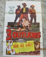 THE 3 OUTLAWS 27X41 ORIGINAL FOLDED MOVIE POSTER BUTCH CASSIDY THE SUNDANCE KID
