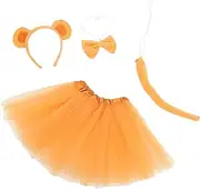 Healvian 1 Set Monkey Tutu Costume with Ears Tail Bowtie Soft Comfortable Monkey Headband Tulle Skirt for Role Playing Parties Performances