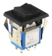 Apem 7000-SERIES ROCKER SWITCH 4A 30V DC (On)-Off-(On) DPDT, Panel Mount BLACK