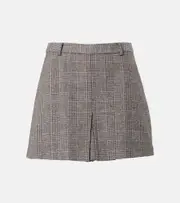 [Self-Portrait] Self-Portrait Checked cotton and linen skort AU 8 brown