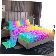 Rainbow Leopard Print Bed Sheets Multi-Color Cheetah Print Sheet Full Multi 39