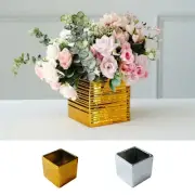 2 Square 5" Metallic Ceramic Cube Planter Boxes Flower Plant Pots Party Events