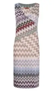 NWT Missoni Zig Zag Faux Wrap Multicolor Midi Dress Size IT 40 US S
