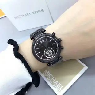 全館免運 Michael Kors 手錶 全新正品 MK6297 時尚黑色不銹鋼錶帶腕錶/女錶 單眼 日期手錶 款 可開發票