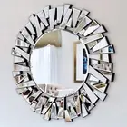 Frameless Beveled Wall Decor Mirror Silver Polished Sunburst Mirror Home Accent