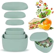 [Anatole] Silicone Food Storage Containers Set of 3 Lunch Box Bento with Lids BPA Free Dishwasher Microwave Oven Freezer Safe (6.7oz, 10oz, 20oz) Green