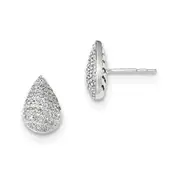 14k White Gold Real Diamond Pear Shape Post Earring