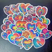 Stickers Psychedelic Pop Art Hippy Boho Mandala Heart Junk Journal Planner 25pc