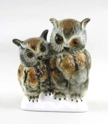9942040 Wagner & Apel Vogel-Paar Owls Porcelain Figurine H17cm