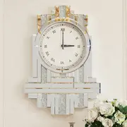 P&P Beautiful Stylish Silver Mirrored Wall Clock with Bling Crystals Living Room Dec