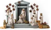 Nativity Deluxe plus Metal Stars and Angel, 18-Piece Set