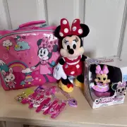 Disney Minnie Mouse Bundle - Plush Lunchbox Ooshie Hair Ties Bracelet Brand New