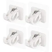 4Pcs Self Adhesive Curtain Rod Bracket Punch-free Curtain Rod Clips Nail-Free Hook Adjustable Shower Curtain Rod Hanging Holder