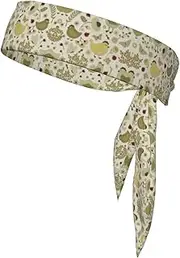 Yellow Leaves Chicken Sports Strap Double-Sided Headscarf Men's Bow Tie Sports Headscarf Running Yoga Exercise Headband