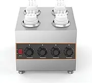 Electric Food Sauce Warmer, Stainless Steel Jam Heat Preservation Dispenser with 4 * 650ml Sauce Bottles, 30-85℃ Adjustable Temperature, for Fudge/Cheese/Chocolate