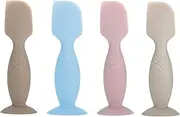 4 Pack Mini Baby Diaper Cream Spatula Applicator, Soft Silicone Baby Butt Paste Spatula Diaper Cream Brush with Suction Cup Base (Brown, Blue, Pink, Gray)