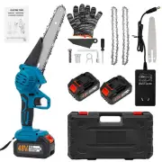 8inch Mini Cordless Electric Chainsaw 2Battery-Powered Wood Cutter Rechargeable