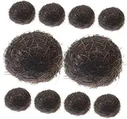 WOONEKY 10Pcs Artificial Rattan Bird Nest Decoration Faux Nest Ornament for Garden Home Weddings Parties DIY Craft Projects for Indoor Outdoor Use