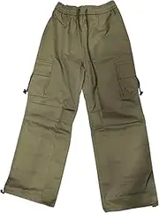 [Allegra K] Women's Y2K Streetwear High Waisted Pockets Casual Long Cargo Pants Trousers Army Green Medium