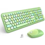 Wireless Keyboard and Mouse Combo, Cute Colorful Keyboard Mouse Wireless 2.4G...