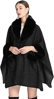 [LUCEAE] Wheelchair Clothing Winter Poncho Cape Coat, Women Knitted Cloak Poncho, Fashion Oversize Cardigans (Size : D)