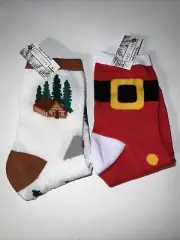 Christmas Socks 2 Pairs Cabins Holiday Unisex Adult Novelty 4-10 OS