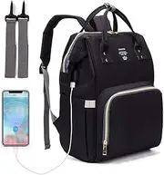 LEQUEEN Diaper Bag Backpack, Waterproof Large Capacity Bags with USB Charging Port for Mom & Dad