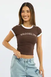 Brown Graphic Tee Short Sleeve - Size XL, Women's Graphic Tee