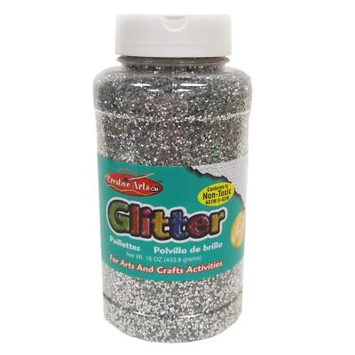 16 oz Silver Glitter Shimmer Flakes Convenient Shaker Top Non Toxic Craft Supply