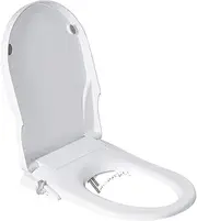 Non Electric Bidet Seat Toilet Seat with Self Cleaning Dual Nozzles Separated Rear & Feminine Cleaning Natural Water Spray, Soft Closed Toilet Seat, Easy DIY Installation (D Shape)