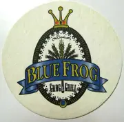BLUE FROG GROG GRILL Beer COASTER, Mat, Fairfield, CALIFORNIA 2002