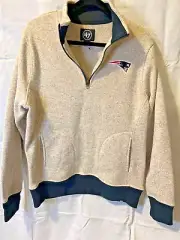 NWT 4 Patriots Sweater Boys Med Beige Quarter-Zip Pullover Long Sleeve Solid