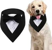 Blisscok Dog Tuxedo Wedding Bandana Collar with Bow Tie Adjustable Dog Tuxedo Suit Formal Dog Costumes Pet Party Tux for Small Medium Large Dogs Pets(S)