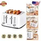 Retro Stainless Steel 4 Slice Toaster with Extra Wide Slots - 6 Browning Levels