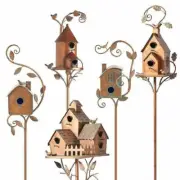 Outdoor Metal Birdhouse Stake with Whimsical Zigzag Art for Decoration